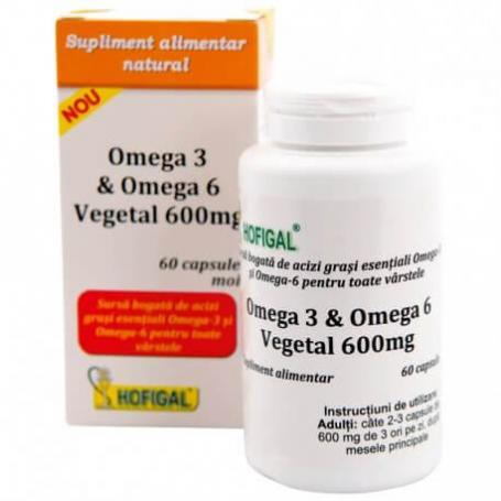 Omega 3 si Omega 6 Vegetal 600mg, 60 cps (moi) Hofigal